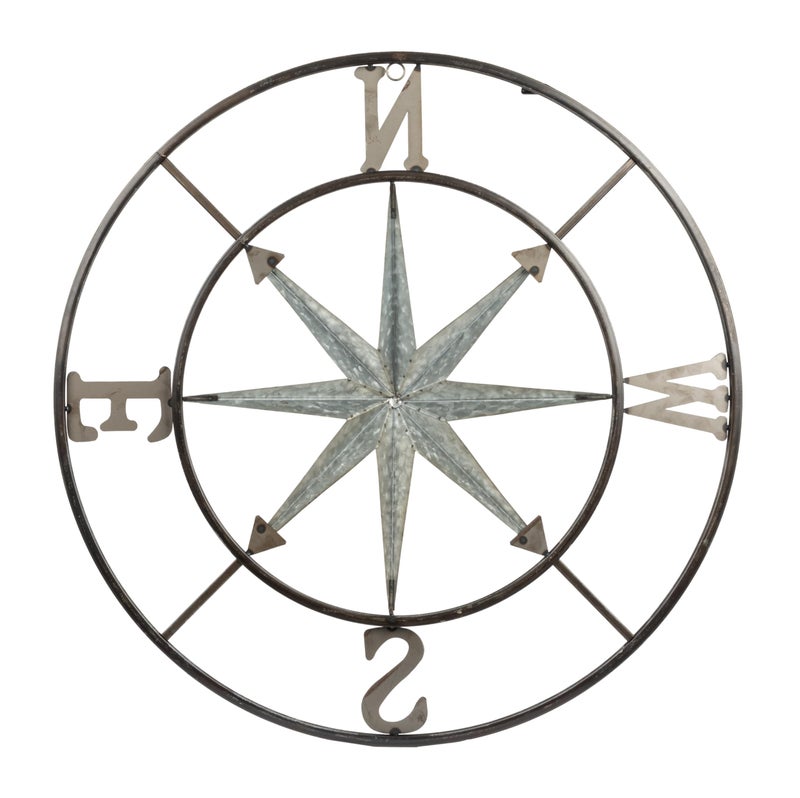Creative Co-Op Distressed Decorative Metal Compass Wall DÃ©cor, Antiqued Iron, 30" Round - Image 5